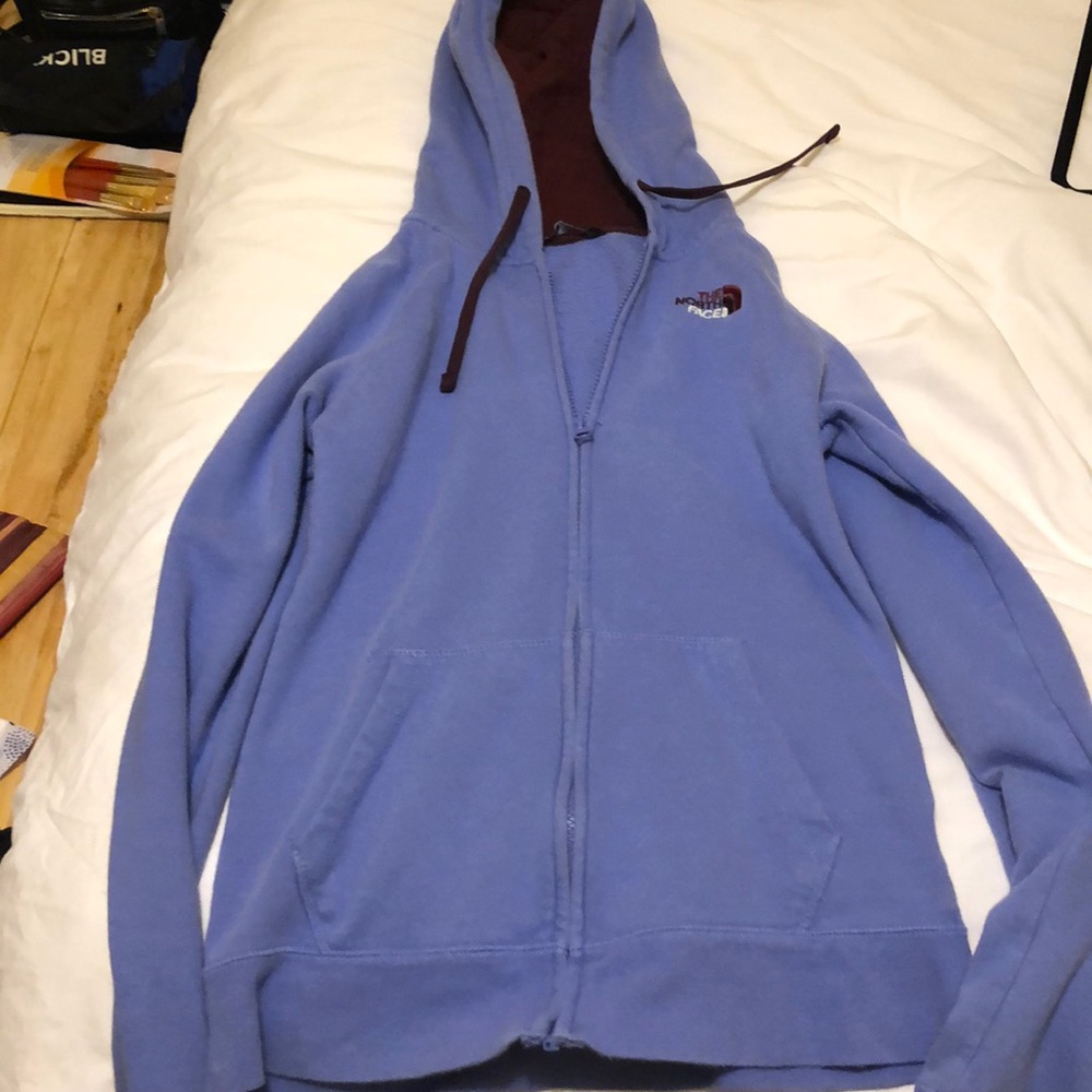 North face blue zip up hoodie